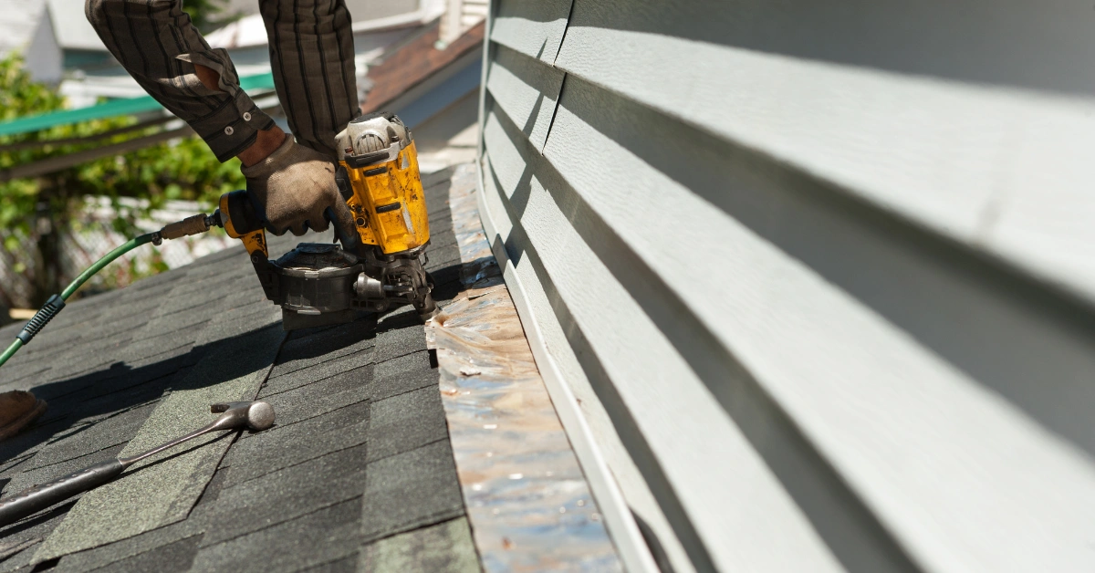 An image showing a roof installation process for asphalt shingles in Staten Island, NY.
