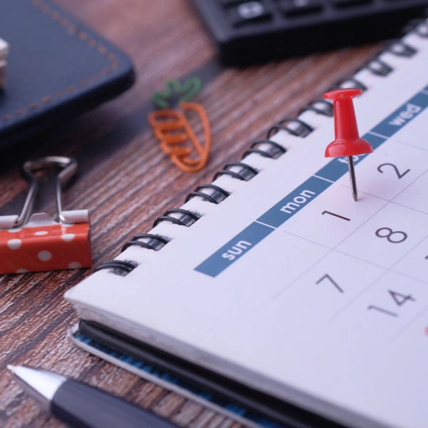 Image of a calendar marking when cold temperatures typically start.